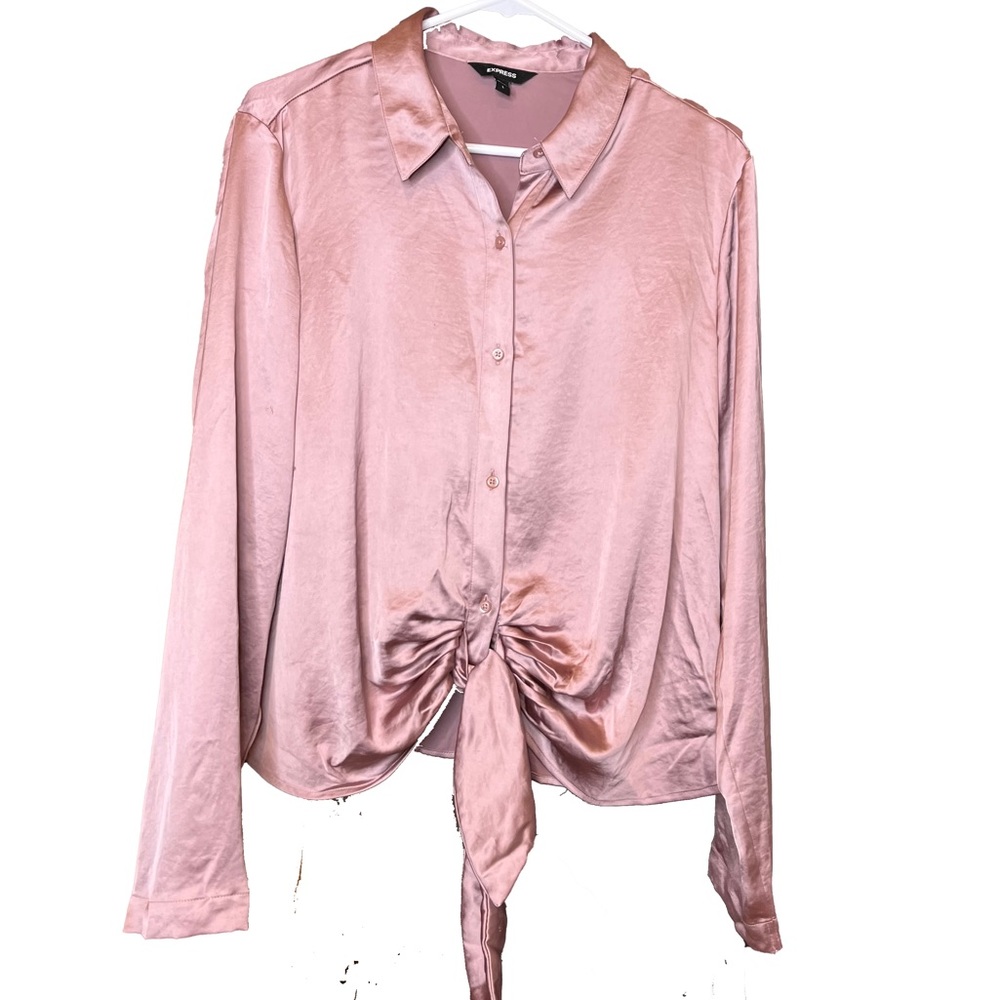 Express Women's Large Pink Long Sleeve Blouse